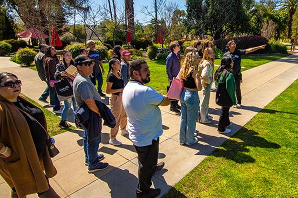 Students on a campus visit tour